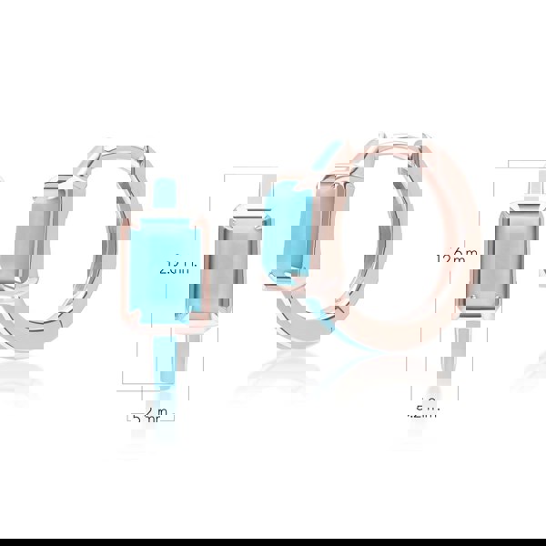 Gemondo Siberian Waltz Blue Enamel & Octagon Turquoise Hoop Earrings In Rose Gold Vermeil