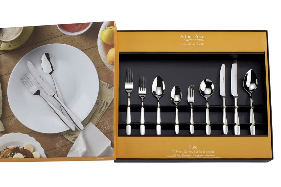 Arthur Price 'Pure' Stainless Steel 76 Piece 8 Person Gift Boxed Cutlery Set