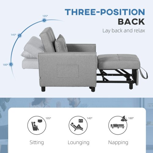 Wyld Haus Vayopa Linen Look Light Grey Single Sleeper Chair