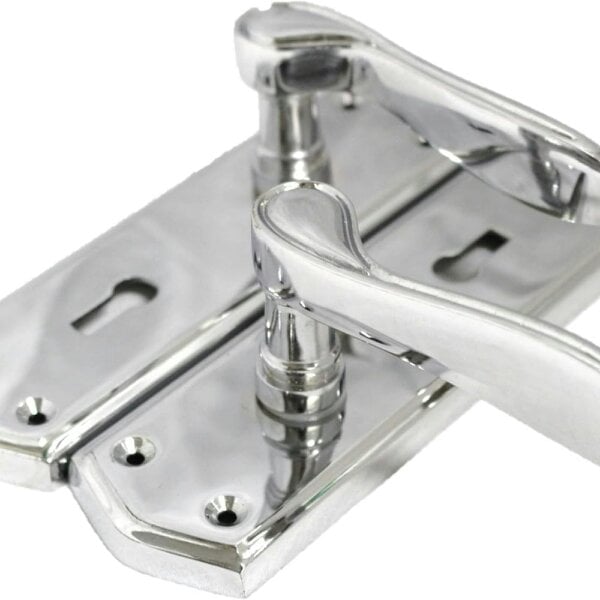 EDH Door Hardware Stellar Lever Lock Door Handles 167mm – Polished Chrome – 1 Pair
