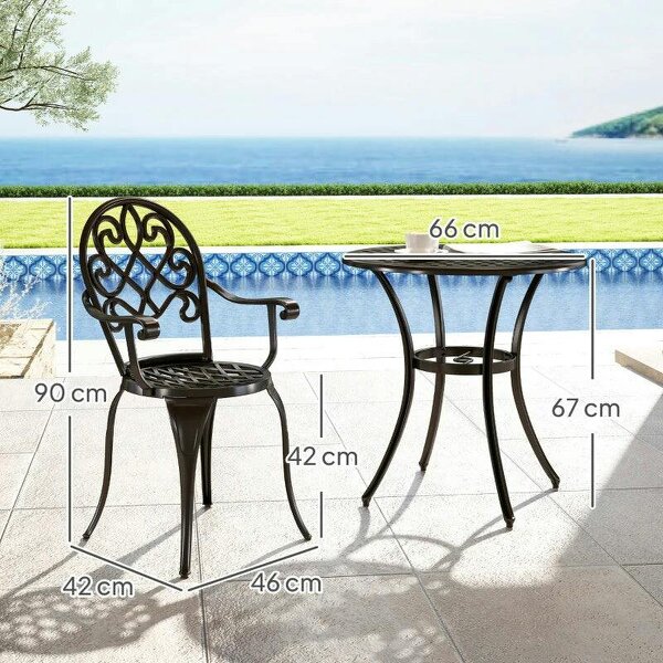 Three-Piece Elegant Aluminium Garden Set - Black