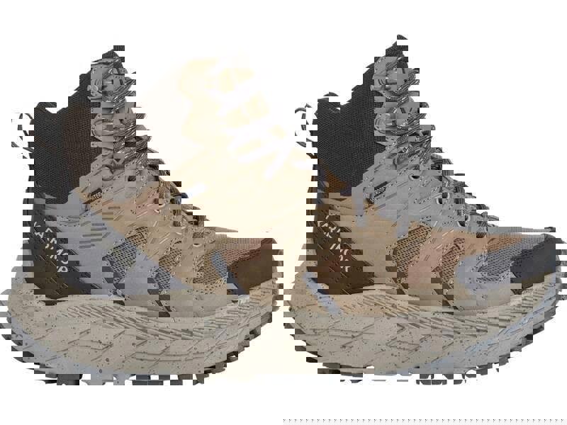 Karrimor Kestrel Mid Mens Casual Walking Trail Hiking Outdoor Ankle Boots, beige and black outdoor hiking boots with lace-up design and rugged sole for trail walking.