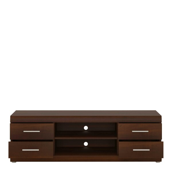 Wyld Haus Sonderborg Wide Dark Mahogany Wood Veneer TV Cabinet 4 Drawers