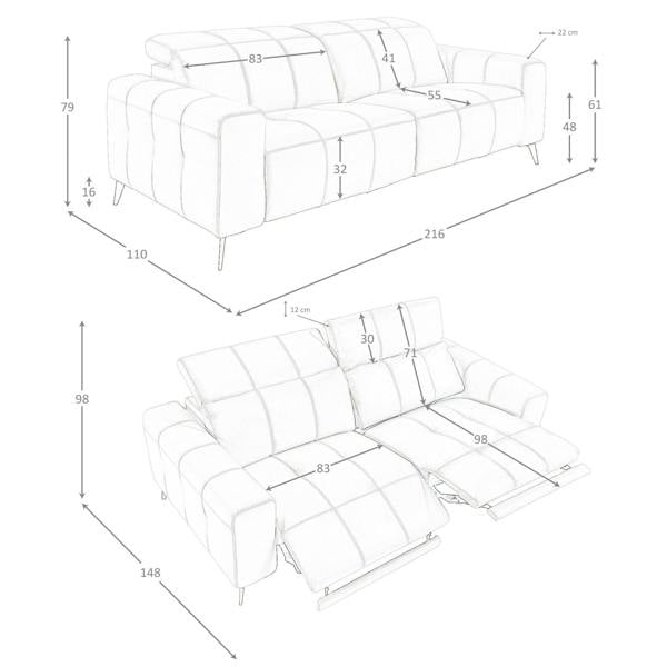 Angel Cerdá Relax sofa in grey leather 6209/6210