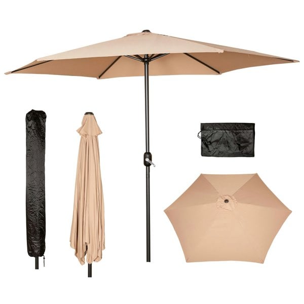 Samuel Alexander 2.7m Havana Garden Patio Parasol with Crank Handle and Cover in Beige