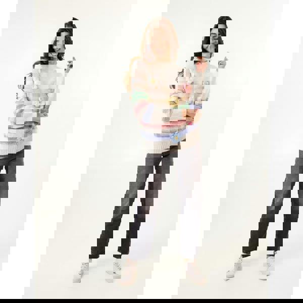 Blue Vanilla Colourful 3D Flower Jumper With Stripes