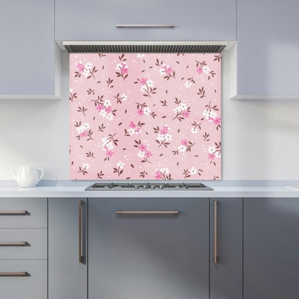 Warren Reed - Designer Pretty Pink Flower Pattern Kitchen Splashback