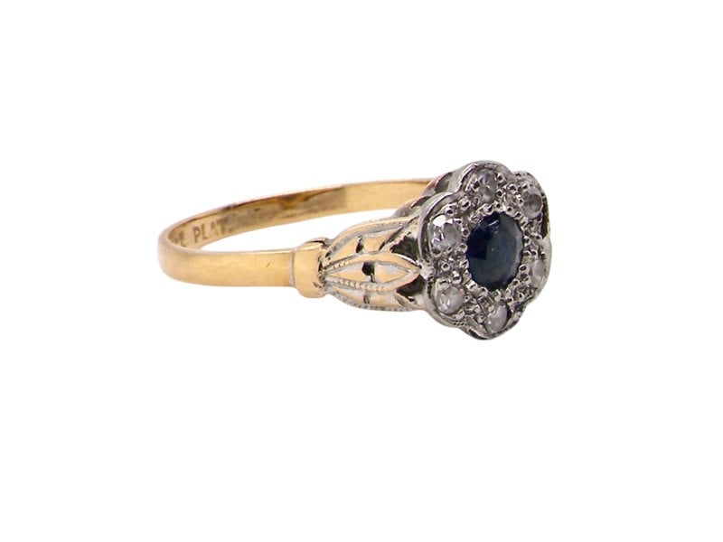 An early 20th century Sapphire and Diamond Ring side view