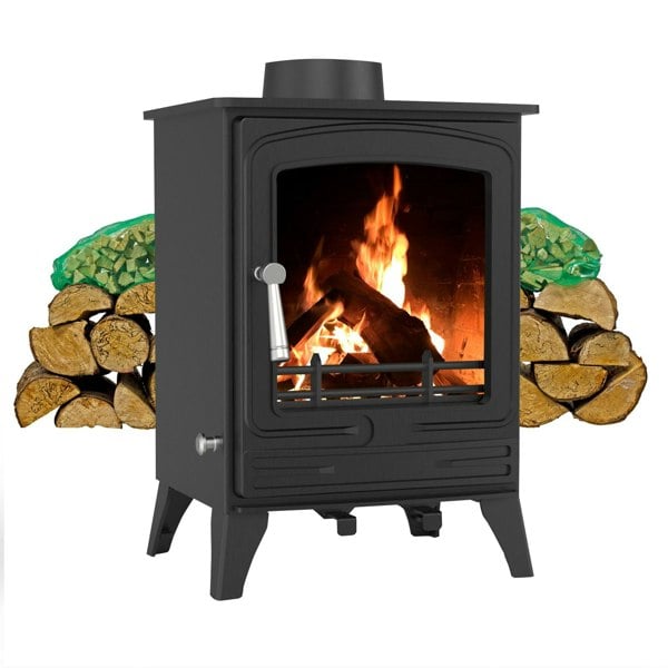 RoyalFire Royal Fire 5kW Steel Eco Multifuel Stove + Firewood Starter Kit