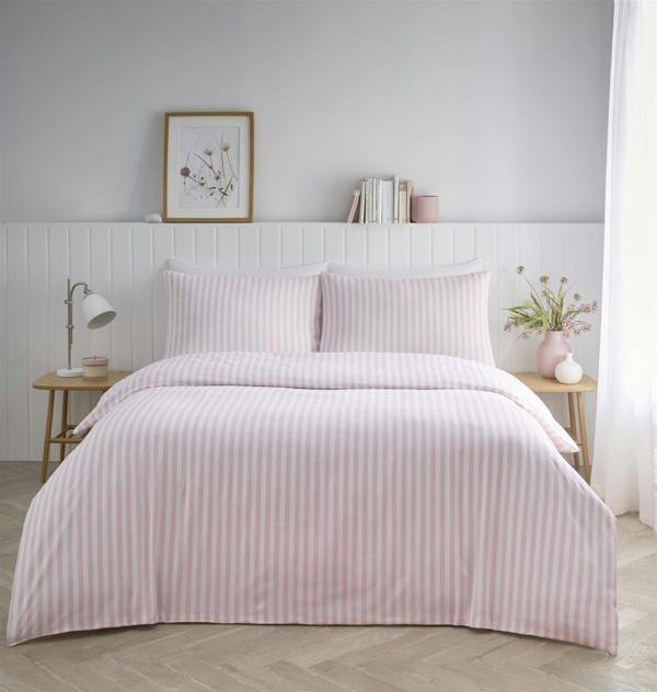 Pencil Stripe Pink Duvet Cover Set