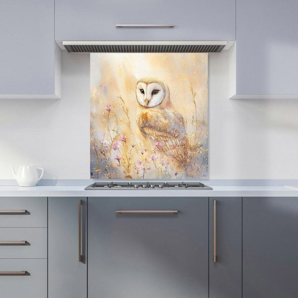 Warren Reed Owl in Meadow Glass Kitchen Splashback - 00013