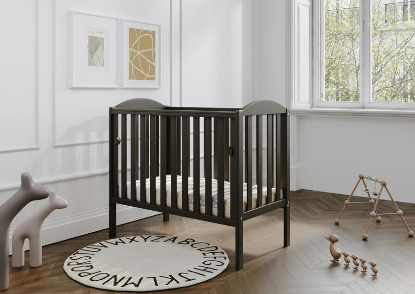 Viculii Waffi Space Saver Cot Black with Mattress