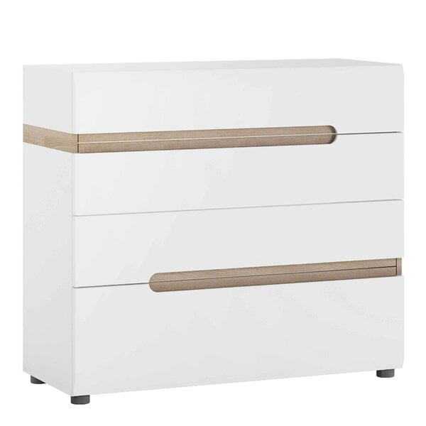 Wyld Haus Foxwhisk 4 Drawer Chest White and Truffle Oak Wood