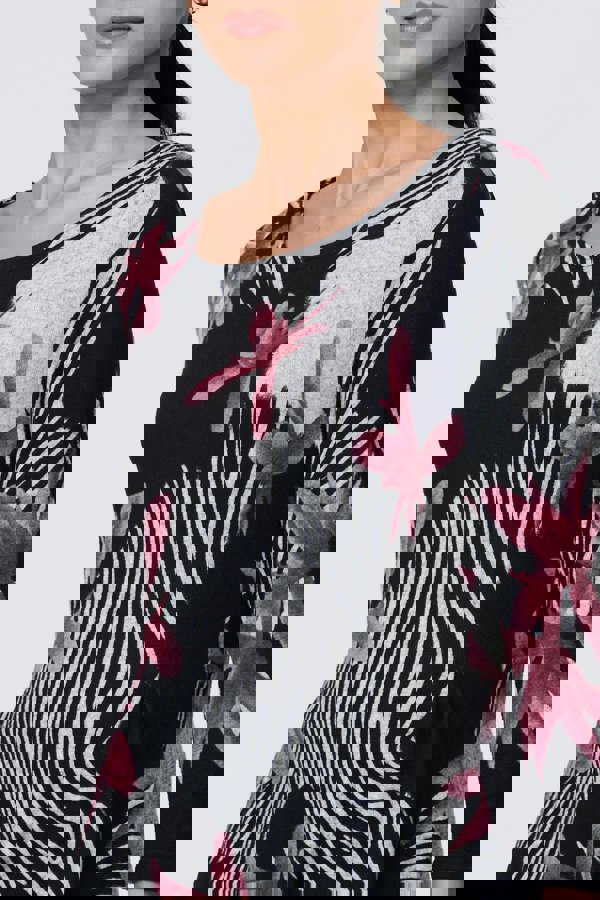 Black | Floral Hanky Hem Tunic Dress