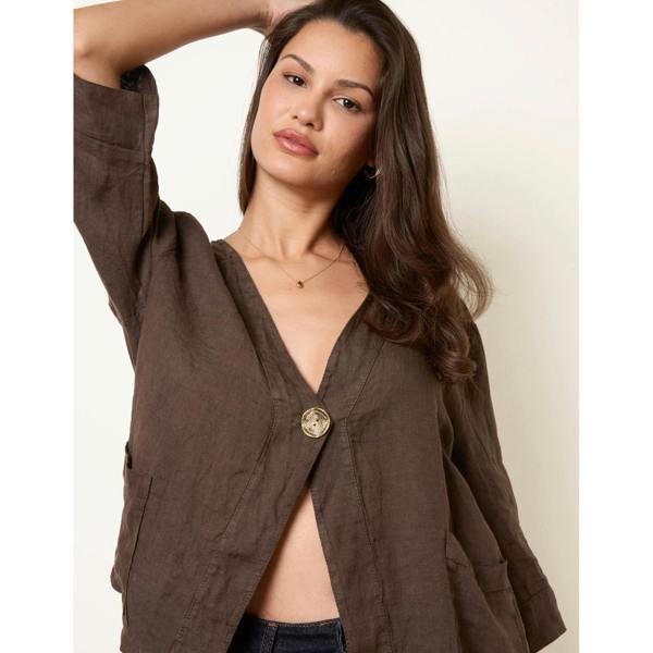 Blue Vanilla One Button Linen Blazer
