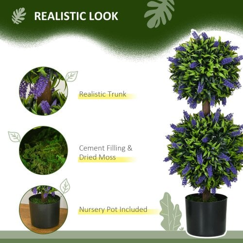 Wyld Haus Vevayo Set Of 2 Artificial Lavender Ball Trees In Decorative Pots H8 70cm