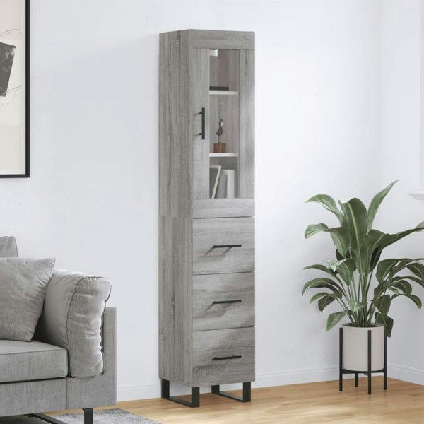 Berkfield Highboard Grey Sonoma 34.5x34x180 cm Engineered Wood