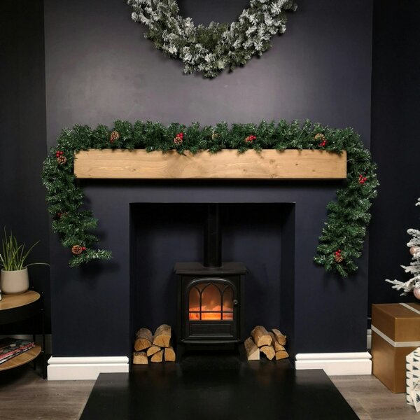 Samuel Alexander Premier 270cm (9ft) Christmas Garland Decoration With Red Berries & Cones