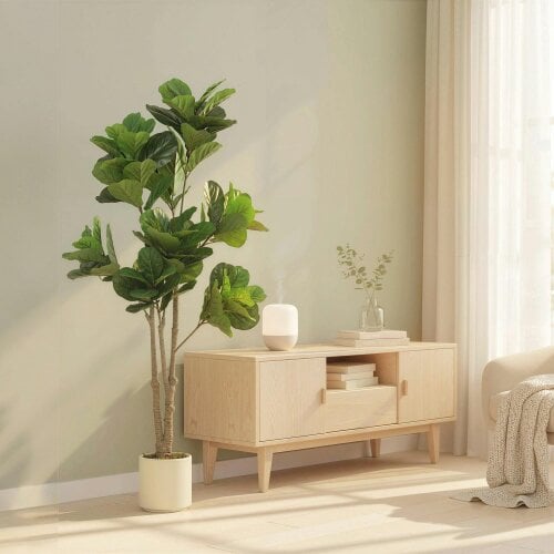 Wyld Haus Pararale Artificial Fiddle Leaf Fig Style Tree With Broad Leaves 180cm Green