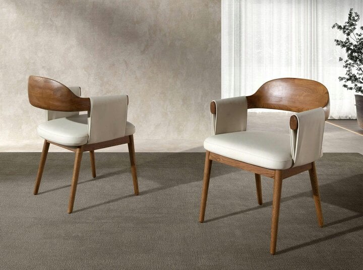 Angel Cerdá Walnut and cream leatherette chair 5186