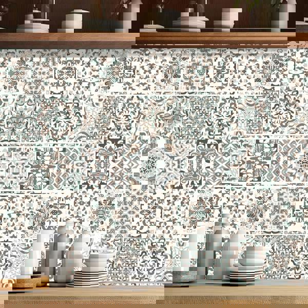WALPLUS WT1598 - Vintage Victorian Wall Tile Stickers - 15 cm x 15 cm - 24 pcs