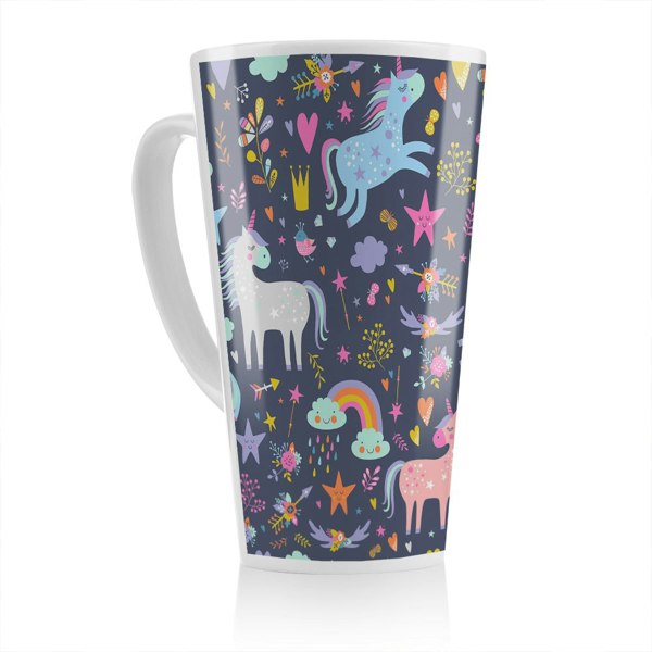 Benjamin Tate Design unicorns on navy Designer Latte Mug