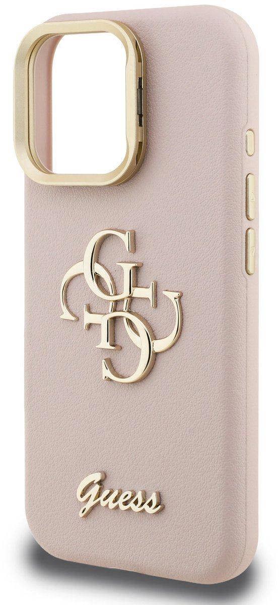 Guess PU Grained 4G Logo Stand Camera Frame Case for iPhone 16 Pro 6.3" Pink - GUHCP16LPCS4GSP