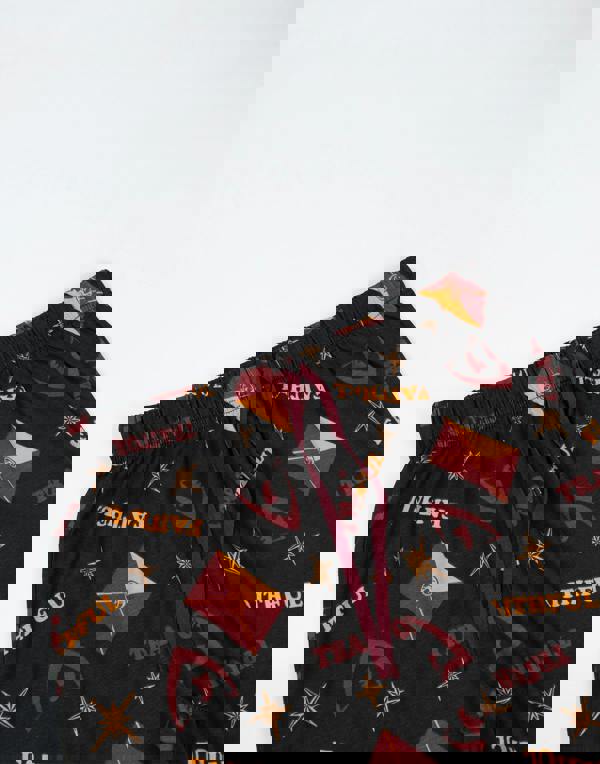 The Traitors Mens Black Logo Short Sleeve Long Leg Pyjama Set