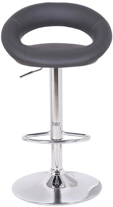 Lamboro Sorrento Kitchen Bar Stool, Chrome Footrest, Adjustable Swivel Gas Lift, Home Bar & Breakfast Faux-Leather Barstool, Charcoal Grey
