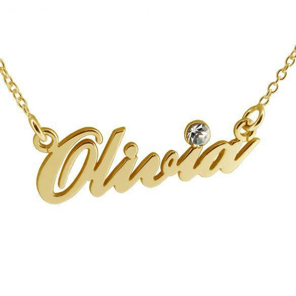 Christopher James of London 9ct Yellow Gold Plated Carrie Style Personalised Name Necklace With Crystal