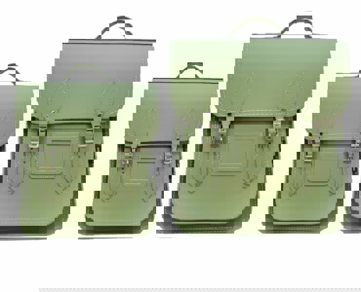 Zatchels Handmade Leather City Backpack - Sage Green