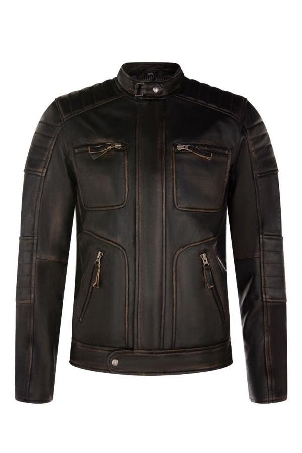 Infinity Leather Mens Vintage Leather Retro Biker Jacket - Milan