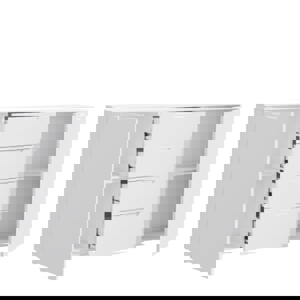 Furniture To Go Sienna Wide Chest of 4 Drawers and 2 Doors in White/White High Gloss