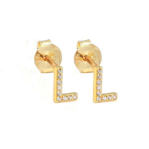 Say It With Dainty Initial Earring Pair - Yellow Gold