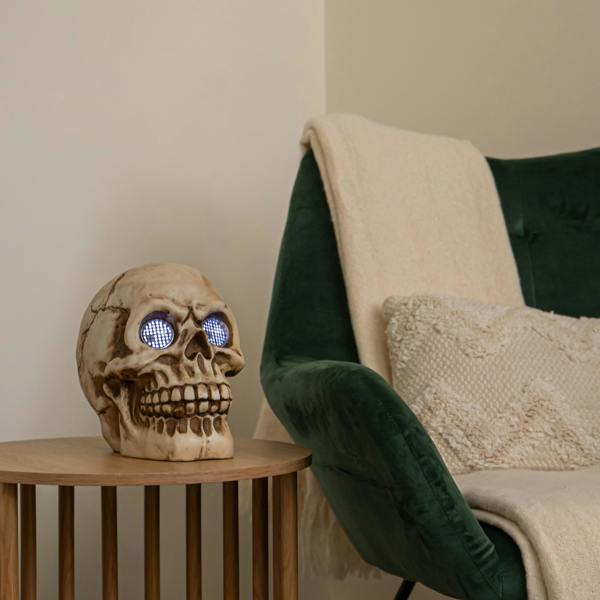Samuel Alexander 21cm Battery Powered Light up Blinking Skull Halloween Decoration with LEDs