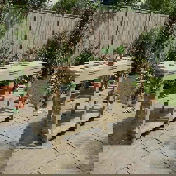 Arbor Garden Solutions Indoor/outdoor workbench, pressure treated bench with double shelf