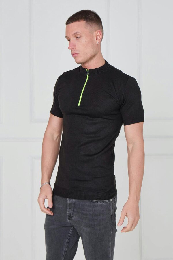 Half Zip Soft Knit Top – Black
