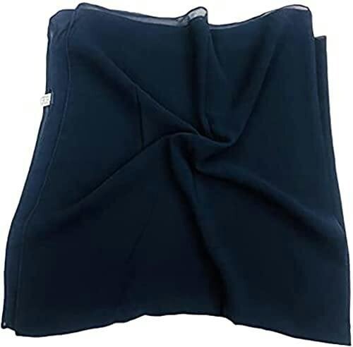 KAV Women Plain Elegant Chiffon Head Scarf Hijab - Silk Changer and Color Turban Light Large Maxi Hair Wrap Cover for Girls Shawl Head Piece - Navy Blue
