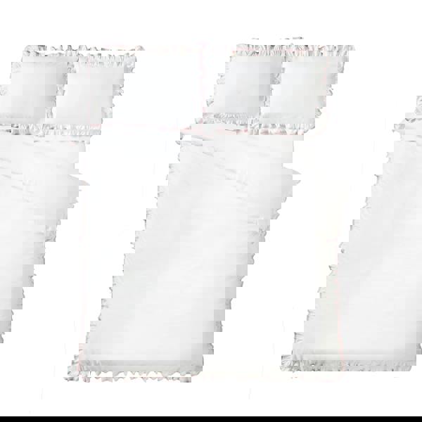 Catherine Lansfield So Soft Mono Frill Duvet Cover Set White / Pink