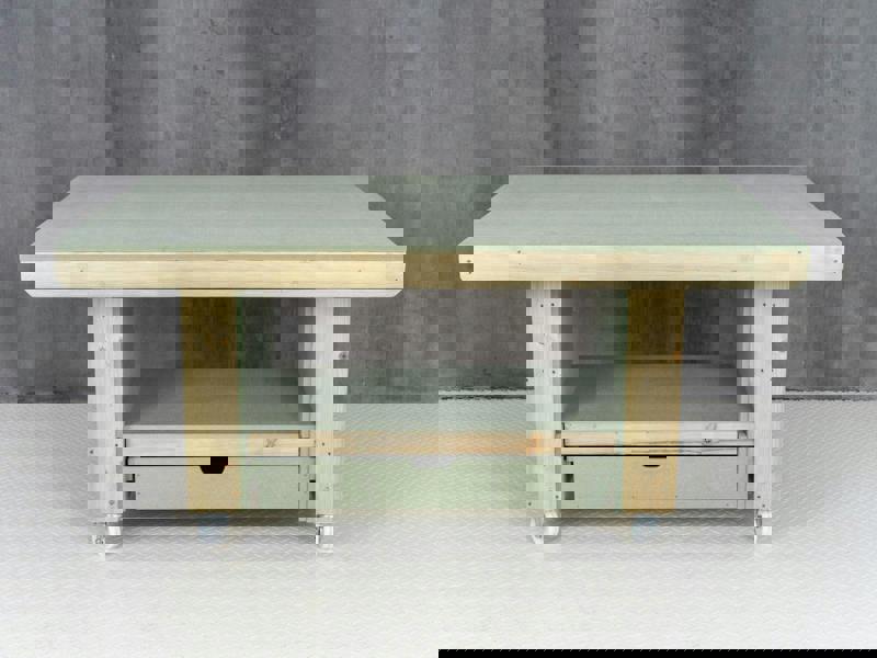 Art/Craft Project Workbench with Storage V.2, designed to elevate your creative projects. This sturdy workstation features a moisture-resistant 18mm MDF top, providing a durable and smooth surface ideal for various arts and crafts activities. Additionally, it includes a convenient drawer for organized storage of your tools and materials