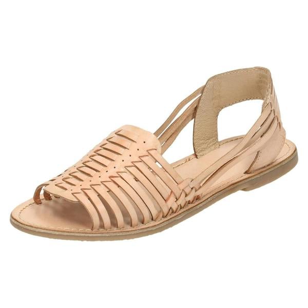 Leather Collection Ladies Leather Collection Flat Weaved Slingback Sandal