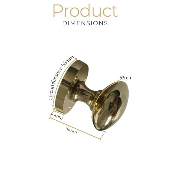 EDH Door Hardware Polished Brass Round Door Knobs on Rose – Modern Internal Mortice Door Knob Set – 1 Pair