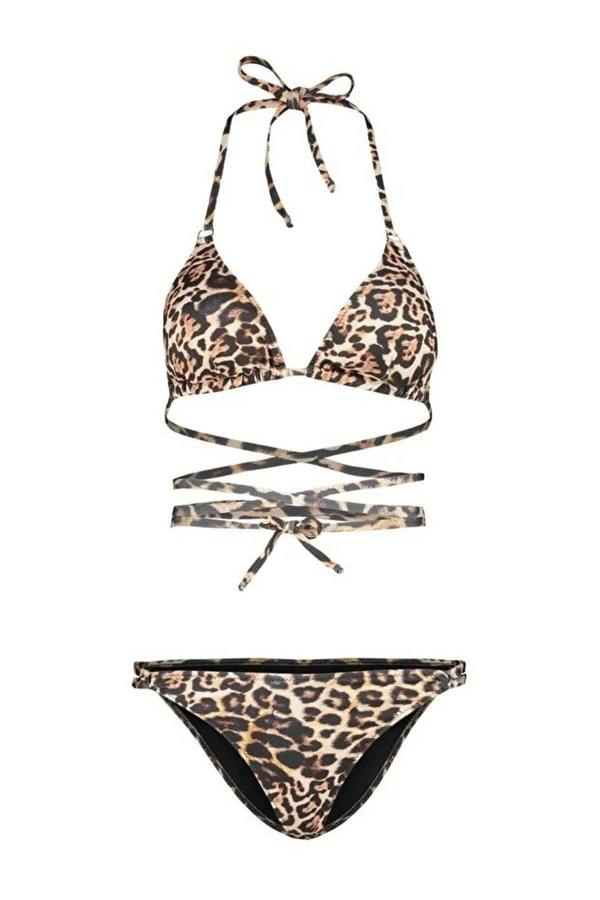 WOVCOR Tie-Up Triangle Padded Regular Waist Bikini Set