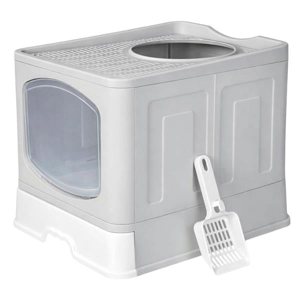 Skylos Cat Litter Box Foldable Entry Top Exit Anti Tracking Cat Litter Tray