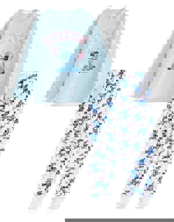 Lilo & Stitch Girls Blue Character Long Sleeve Long Leg Pyjama Set