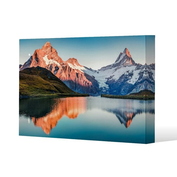 Benjamin Tate Design Fantastic evening panorama of Bachalp lake Slim Style Canvas Print  70x100cm , 15mm Slim Real wood.