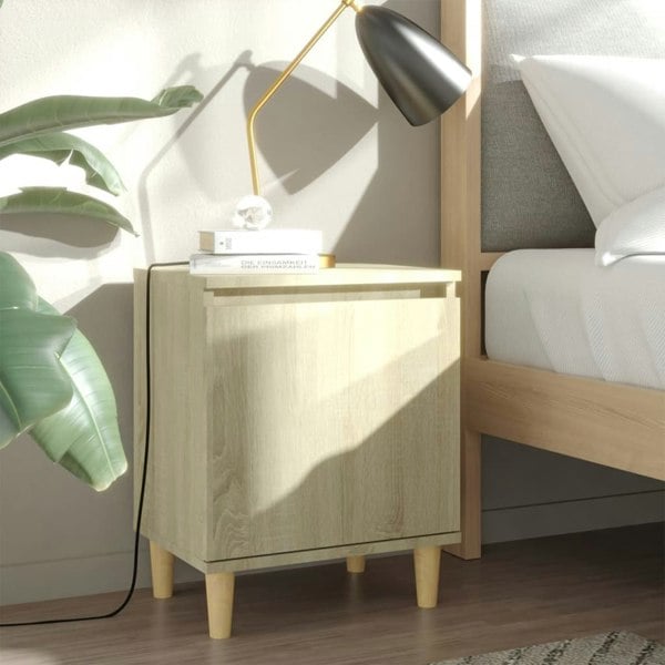 Berkfield Bed Cabinet with Solid Wood Legs Sonoma Oak 40x30x50 cm
