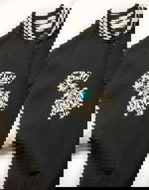 Minecraft Boys Black Creeper Varsity Jacket