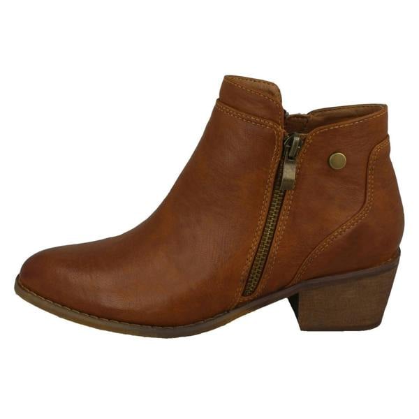 Spot On Ladies Spot On Mid Heel Ankle Boots F51137