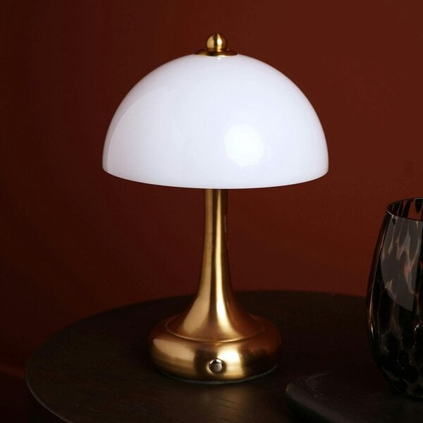 Hestia Bronze Domed Opaque Glass USB LED Touch Table Lamp